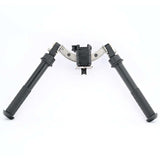 5H Aluminum Alloy High Strength Heavy Sniper Rifle Bipod features adjustable height and swiveling legs for stability.