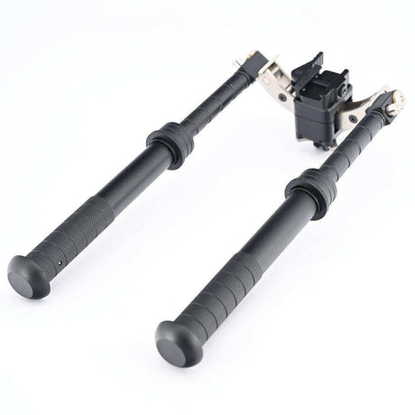 Durable 5H Aluminum Alloy High Strength Heavy Sniper Rifle Bipod with adjustable height and swiveling legs for stability.