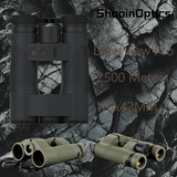 Shooin LaserView Pro 10x42 Binoculars with 2500m rangefinder, perfect for outdoor adventures and wildlife observation.