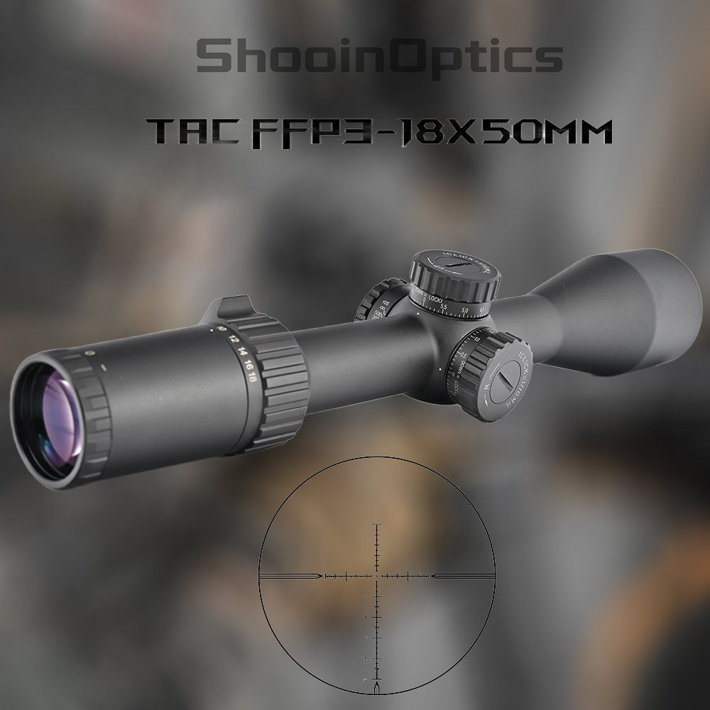 Shooin Optics TAC 3 - 18x50 First Focus Plane (FFP) Rifle Scope 30mm Tube 1/10 MOA - Shooin Optics